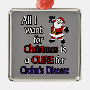 All I Want For Christmas/Santa...Crohn's  Metal Tree Decoration