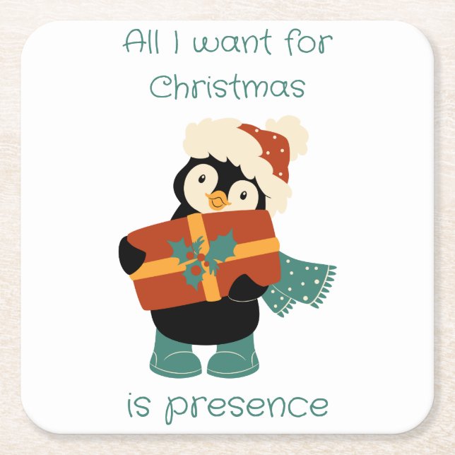 All I want for Christmas...   Square Paper Coaster (Front)