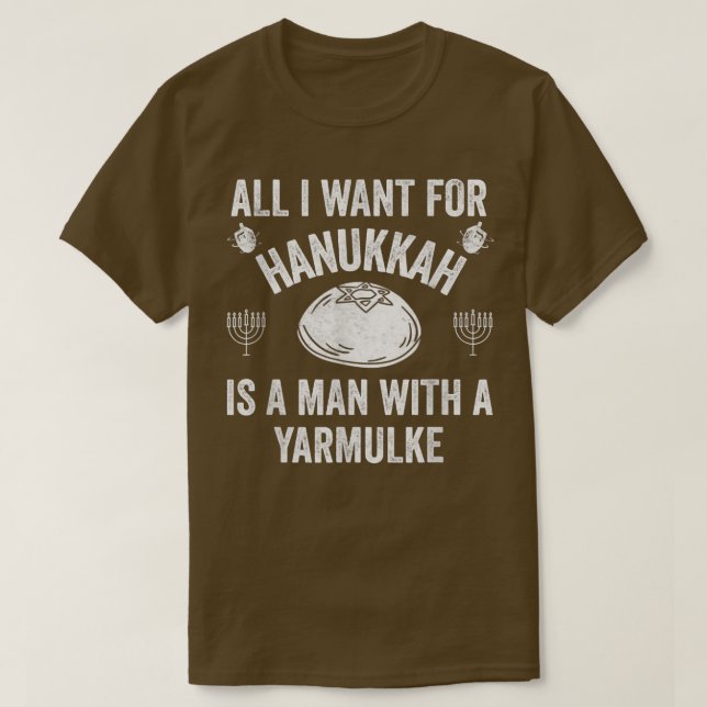 All I want For Hanukkah Yarmulke Jewish Kippah Lat T-Shirt (Design Front)