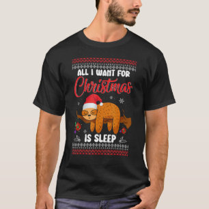All I Want For Xmas Is Sleep Sloth Boys Girls Kid T-Shirt