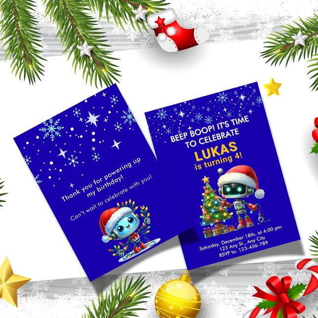 All I Want FOUR Christmas is a Robot B-day Invite (Creator Uploaded)