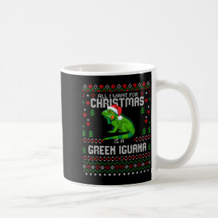 All I Want Green Iguana Lizard Christmas Ugly Xmas Coffee Mug