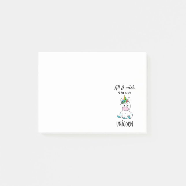 All I wish for is a Unicorn Post-it Notes (Front)