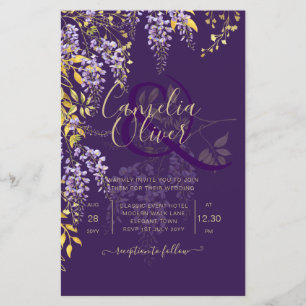 All-in1 Lilac Wisteria Wedding Invite RSVP QR Code Flyer