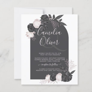  All-In-1 Black Blush Rose Gothic Wedding QR Code 