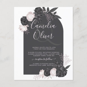  All-In-1 Black Blush Rose Gothic Wedding QR Code  Flyer