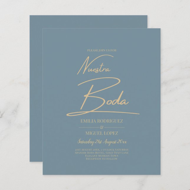 All-in-1 Elegant Sea Glass Teal Gold Nuestra Boda (Front/Back)