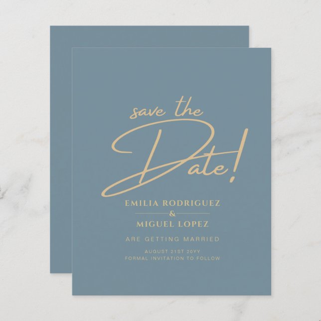 All-in-1 Elegant Sea Glass Teal Gold Wedding QR cd (Front/Back)