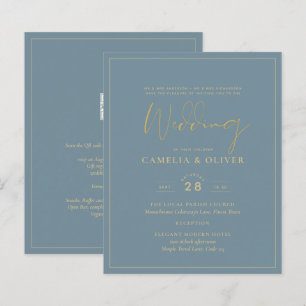 All-in-1 Elegant Sea Glass Teal Gold Wedding QR cd