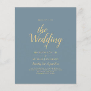 All-in-1 Elegant Sea Glass Teal Gold Wedding QR cd Flyer