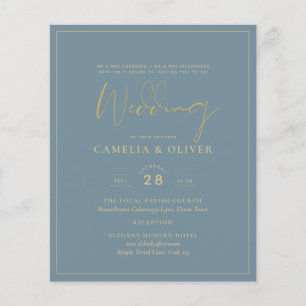 All-in-1 Elegant Sea Glass Teal Gold Wedding QR cd Flyer