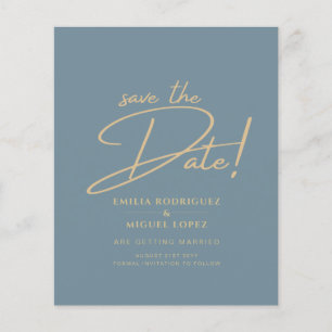 All-in-1 Elegant Sea Glass Teal Gold Wedding QR cd Flyer