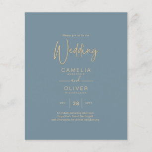 All-in-1 Elegant Sea Glass Teal Gold Wedding QR cd Flyer