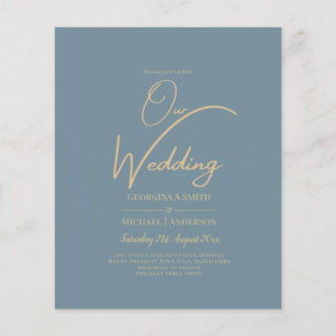 All-in-1 Elegant Sea Glass Teal Gold Wedding QR cd Flyer