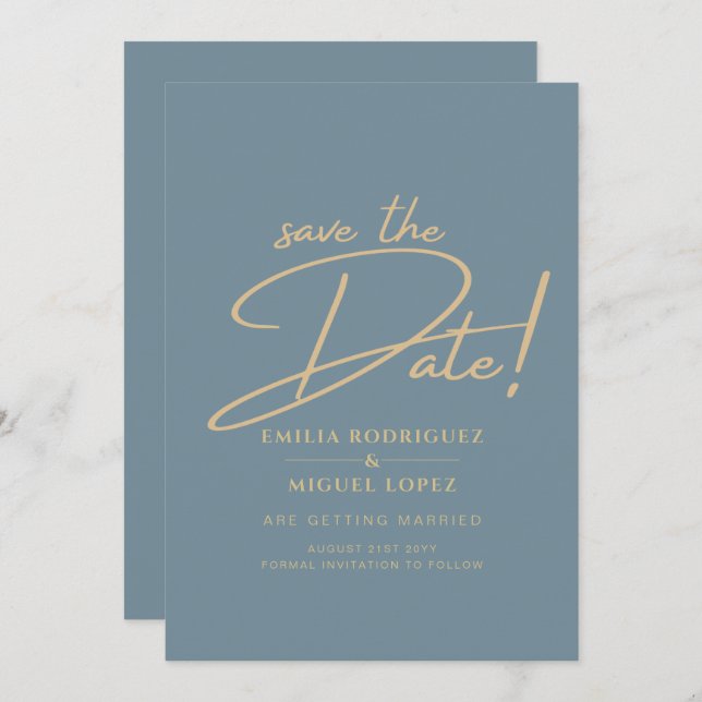 All-in-1 Elegant Sea Glass Teal Gold Wedding QR cd Invitation (Front/Back)