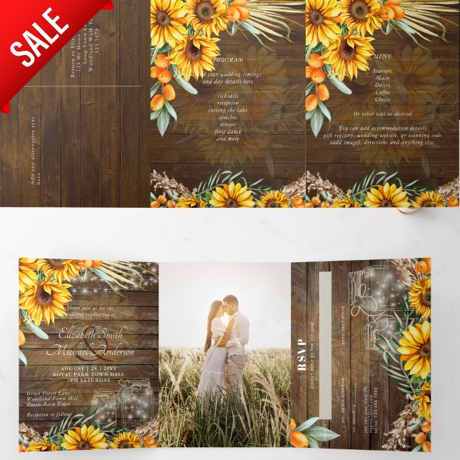 All-in-1 PHOTO Wedding INVITE RSVP Program Menu (Creator Uploaded)