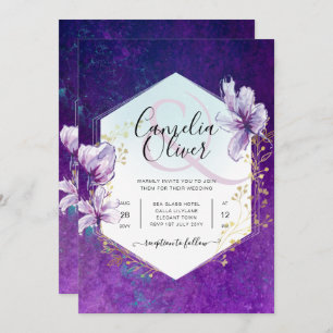 All-in-1 Plum Purple Floral Wedding Invitation