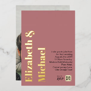 All-in-1 REAL GOLD FOIL Pink Photo QR Code Modern