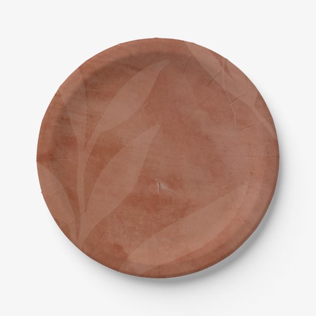 All-in-1 Rustic Terracotta Overlay Wedding Paper Plate (Front)