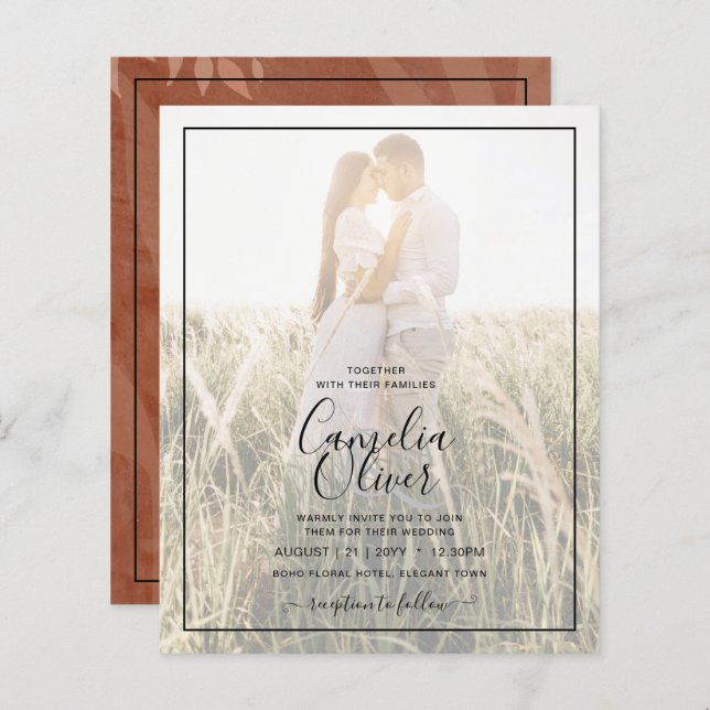 All-in-1 Rustic Terracotta PHOTO Overlay Wedding (Front/Back)