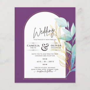 All-in-1 Sea Glass Aqua Green Gold Leaves Wedding  Flyer