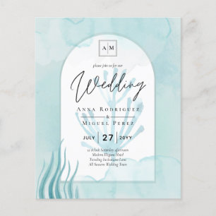 All-in-1 Sea Glass Ocean Wedding Invite QR Code Flyer