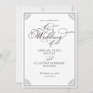 All-In-On Simple Classic Black & White Wedding Invitation