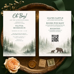 All in One Adventure Begins Forest Baby Shower Invitation