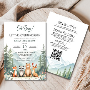 All in One Adventure Begins Woodland Baby Shower Invitation