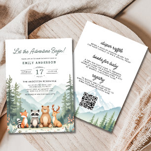 All in One Adventure Begins Woodland Baby Shower Invitation