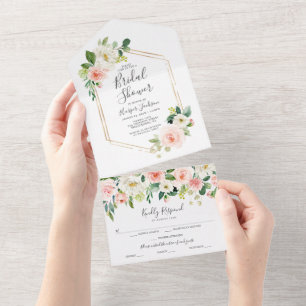 All in One Airy Blush Gold Bridal Shower Invite