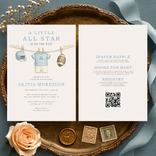 All in One All Star Football Baby Shower Invitation