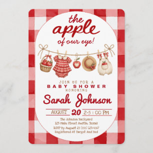 All in One Apple of Our Eye Gingham Baby Shower  Invitation
