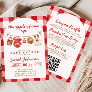 All in One Apple of Our Eye Gingham Baby Shower Invitation