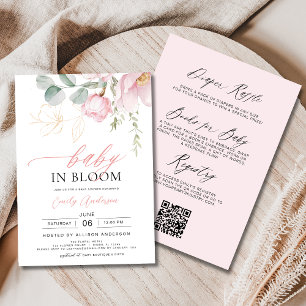 All in One Baby in Bloom Blush Pink Floral Shower Invitation