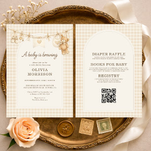 All in One Baby is Brewing Clothesline Baby Shower Invitation