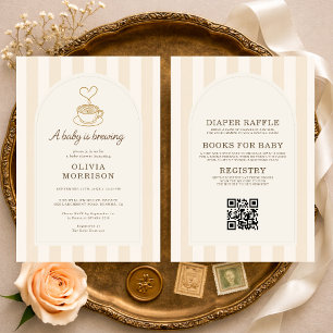 All in One Baby is Brewing Coffee Baby Shower Invitation