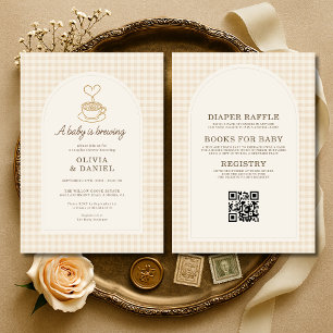 All in One Baby is Brewing Coffee Couples Shower Invitation