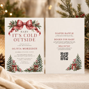 All in One Baby It's Cold Outside Bow Baby Shower Invitation