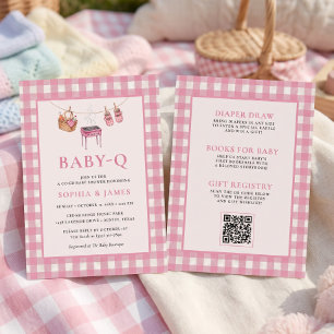All In One Baby Q Pink Gingham Grill Invitation