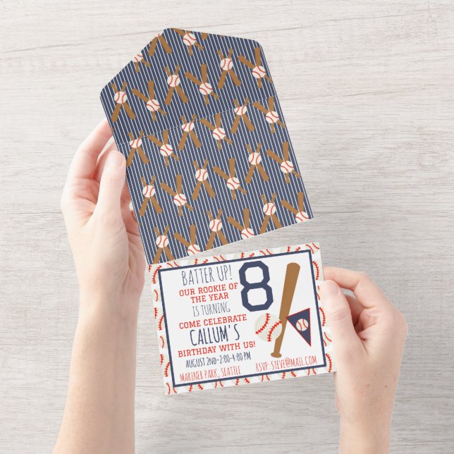 All in One Baseball Birthday Invitation (Tearaway)