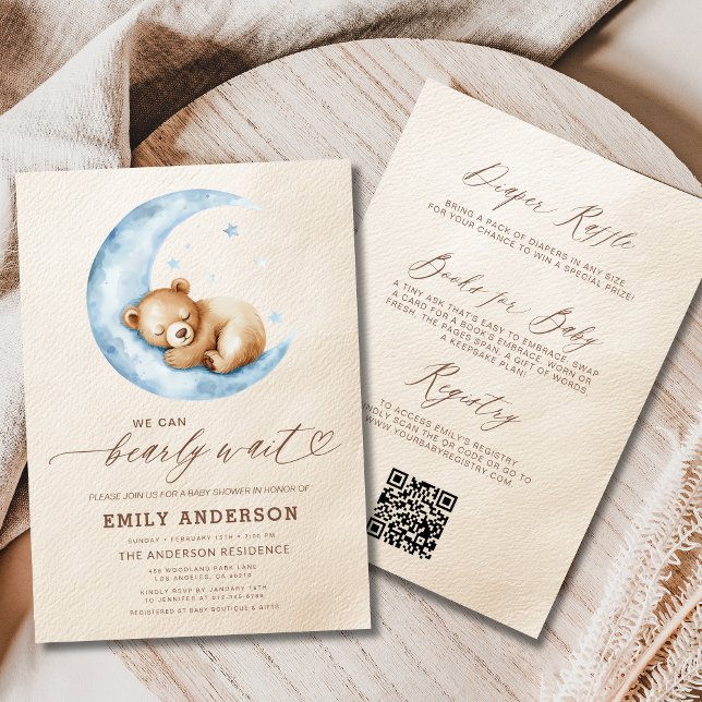 All in One Bearly Wait Blue Boy Baby Shower Invitation (Creator Uploaded)