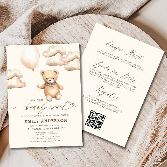 All in One Bearly Wait Gender Neutral Baby Shower Invitation (Creator Uploaded)