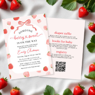 All in One Berry Sweet Croquette Bow Baby Shower Invitation