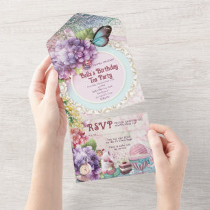 ALL IN ONE Birthday Tea Party Invitation