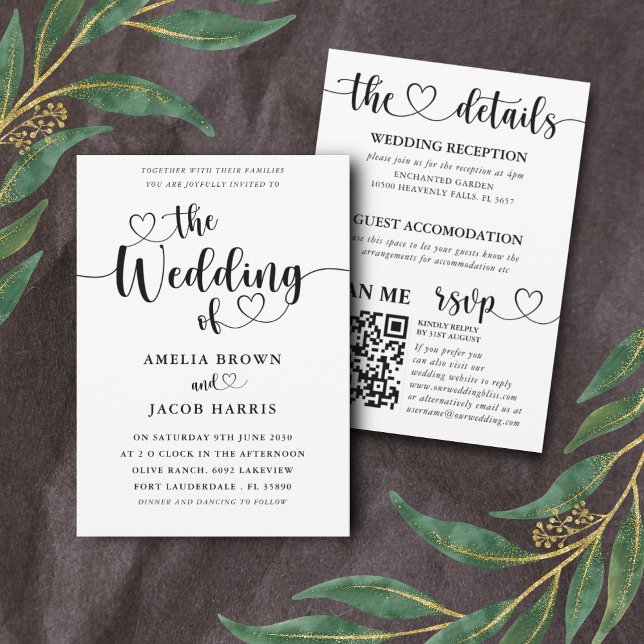 All-In-One Black & White Calligraphy Wedding Invitation (Creator Uploaded)
