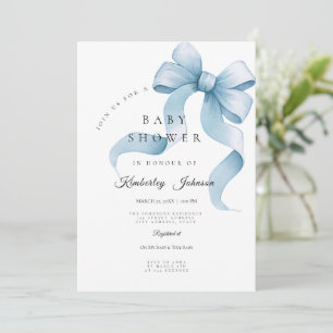 All in One Blue Bow Baby Shower  Invitation