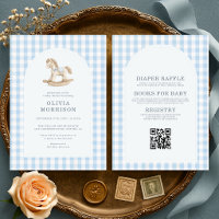 All in One Blue Gingham Rocking Horse Baby Shower