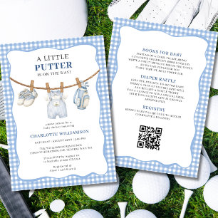 All In One Blue Golf Clothesline Baby Shower Invitation
