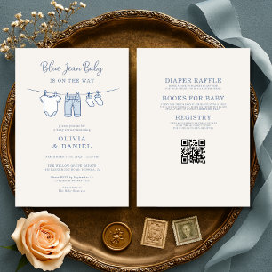 All in One Blue Jean Baby Couples Baby Shower Invitation